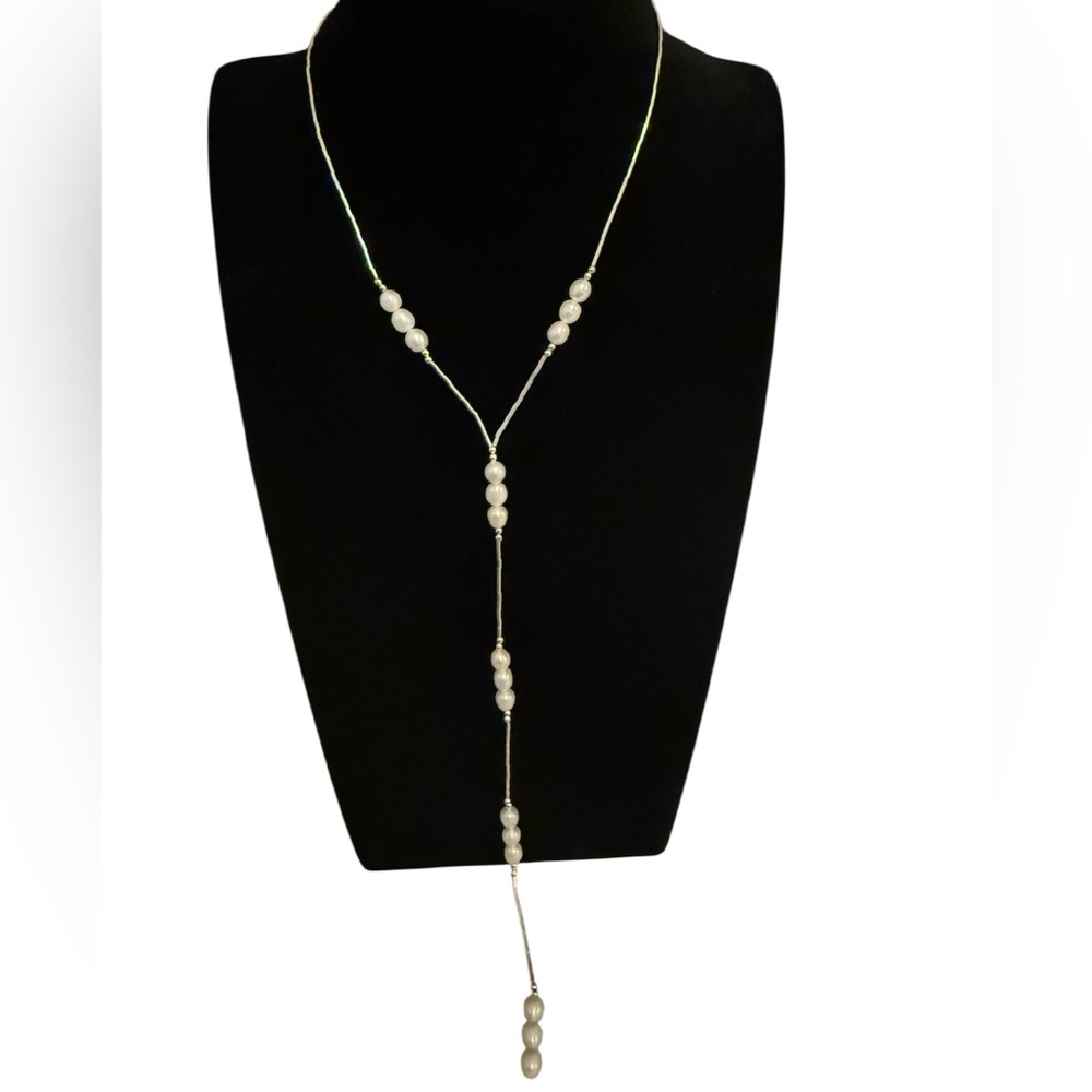 NATIVE MADE LIQUID SILVER MOTHER OF PEARL 14” NECKLACE